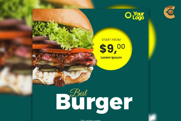 Editable Restaurant Offer Post Template for Social Media Promotions – Customizable PSD Design