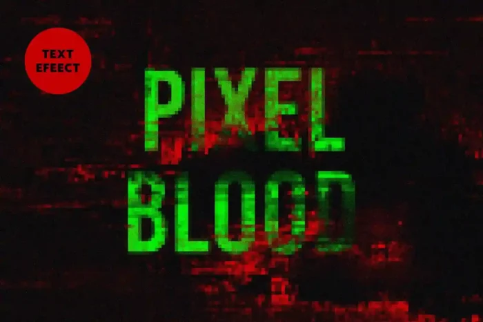 Free Horror Pixel Text Effect with retro 8-bit style, perfect for spooky designs and gaming projects.