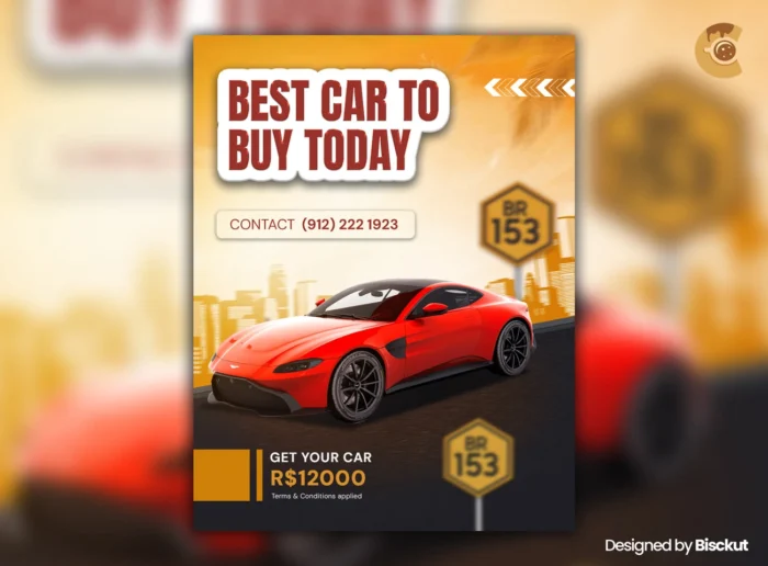 Free Car Flyer Template – Editable PSD for car sales, auto services, and event promotions.
