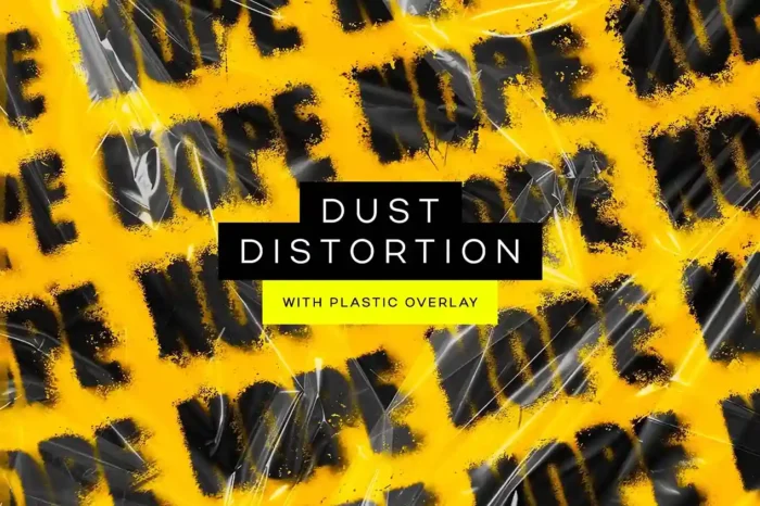 Free Dust Distortion Text Effect for bold, gritty typography with a plastic overlay in designs.