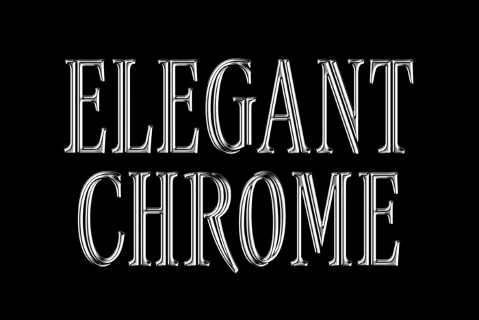 Free Elegant Chrome Text Effect PSD for metallic typography, ideal for logos, posters & branding.