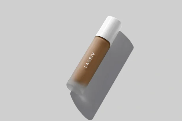 "Elegant concealer bottle mockup for professional cosmetic branding presentations.