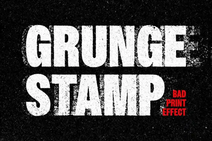 Free Grunge Stamp Text Effect with rough, distressed texture for vintage and urban designs.