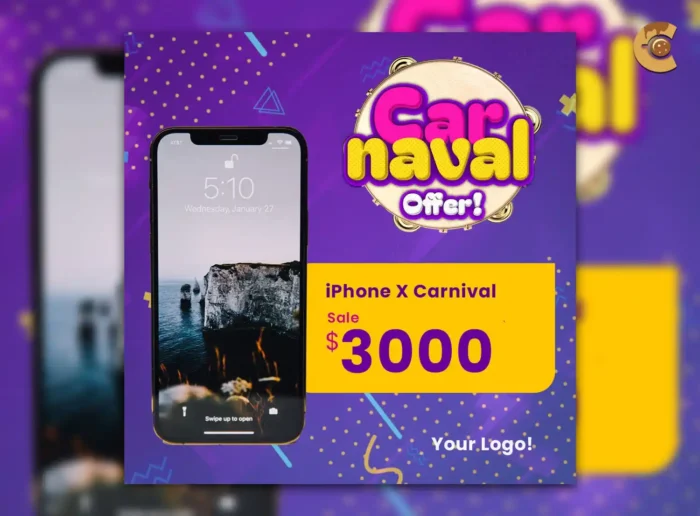 Mobile phone sale flyer with modern design, showcasing discounts and promotions for electronics stores, featuring sleek typography and vibrant colors