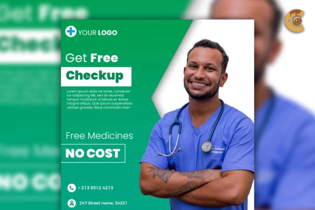 Free customizable medical flyer template for clinics and hospitals with a modern design.