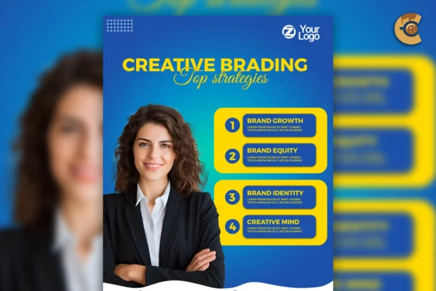 "Modern corporate flyer template for business promotions, editable PSD design.