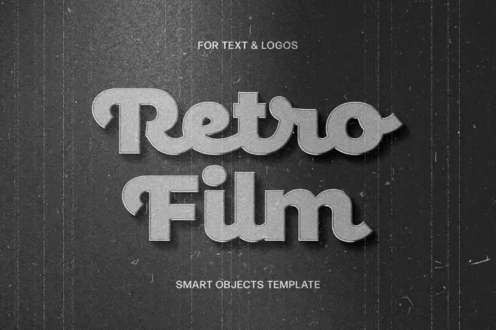 Retro Black & White Text & Logo Effect for vintage branding, posters, and classic design styles.