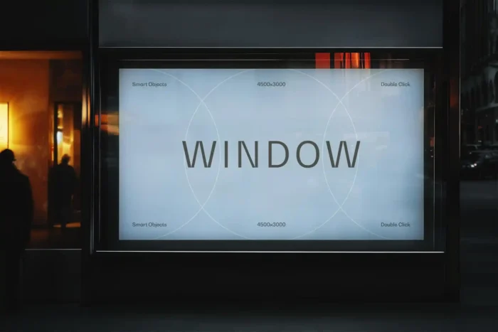 Realistic Free Shop Window Poster Mockup for branding, advertising, and promotions.