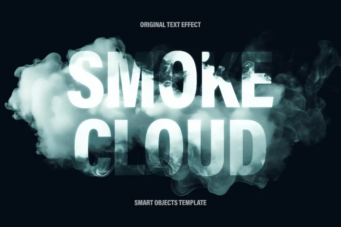 Free Smoke Clouds Text Effect for a foggy, cinematic look in horror, gaming, and event designs.