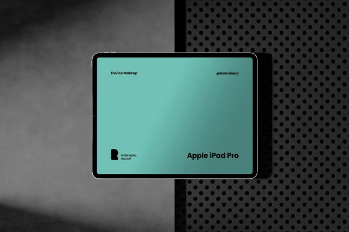 Free Steel & Concrete iPad Pro Mockup for showcasing UI/UX, app, and web design projects.