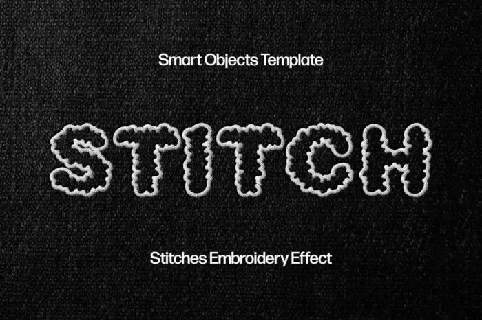 Free Stitches Fabric Text Effect for realistic stitched typography in fashion and branding designs.