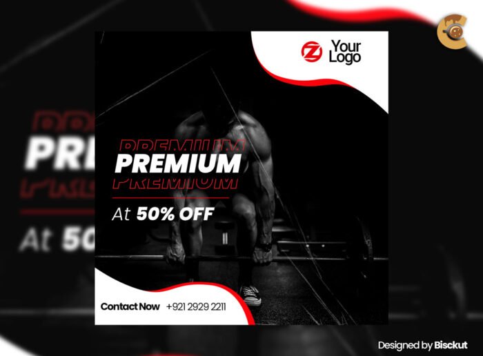 Free gym flyer template PSD for fitness promotions, personal training ads, and workout program marketing in a bold, modern, editable design.