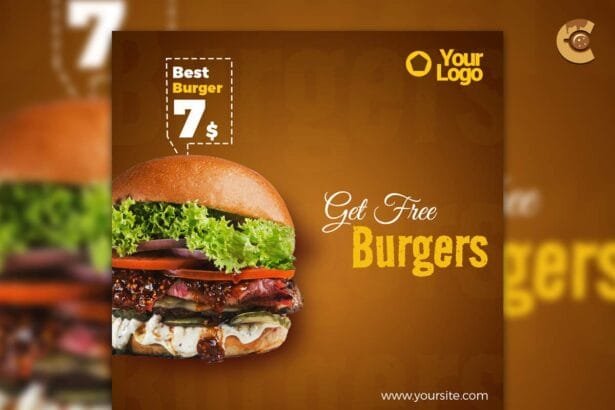 Editable food social media post template for restaurants, cafes, and food bloggers to promote special offers.