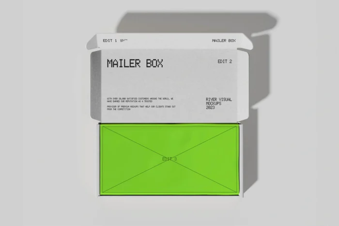 Top view opened mailer box mockup for showcasing packaging designs in high resolution.