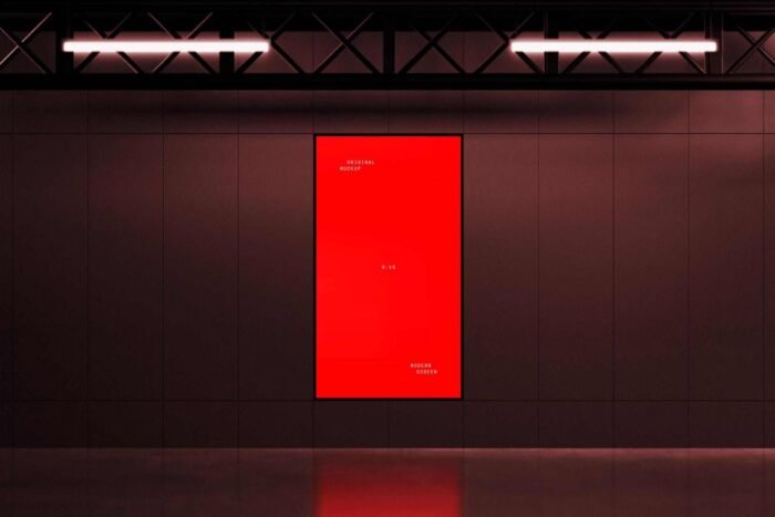 Free Vertical LED Screen Display Mockup