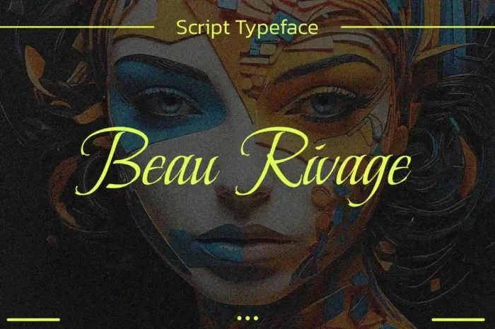 Elegant Beau Rivage script font showcasing handwritten calligraphy in vintage, artistic, and formal styles.