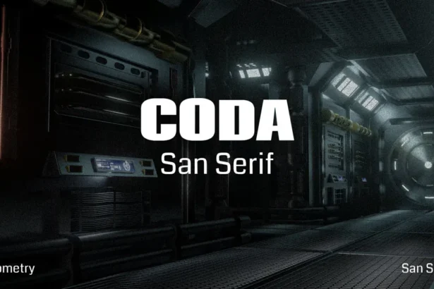 Futuristic geometric sans serif font Coda in Regular and ExtraBold weights with Latin characters