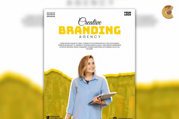 Free Creative Agency Flyer Template – Editable PSD for digital marketing, branding, and promotions.