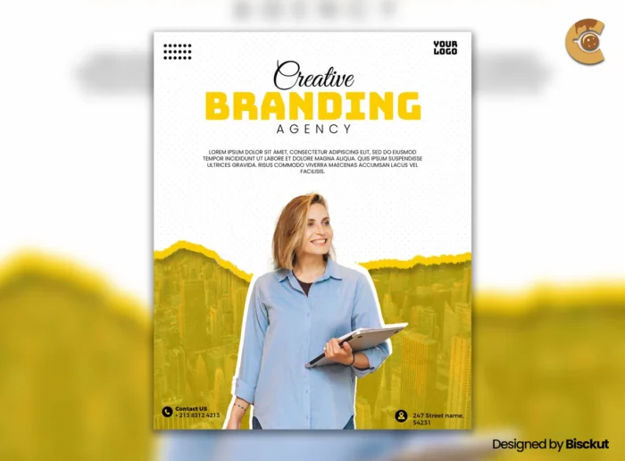 Free Creative Agency Flyer Template – Editable PSD for digital marketing, branding, and promotions.