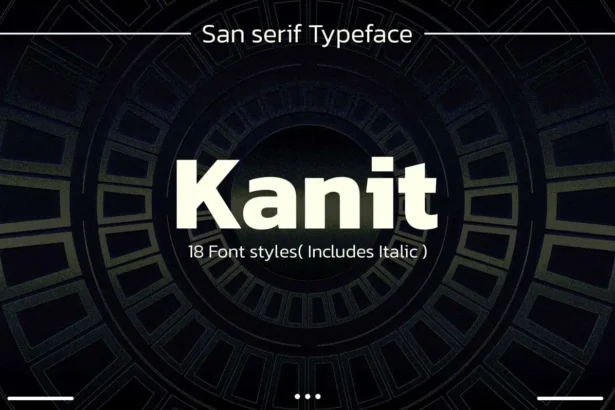 Kanit sans serif font with calm geometric letterforms, featuring Thai, Latin, punctuation, and multilingual character support.