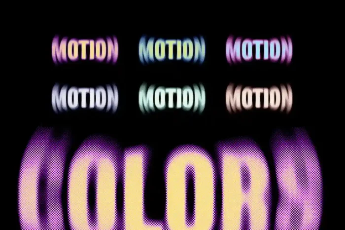 Six vibrant radial halftone text effect color options for posters, social media graphics, and creative projects.