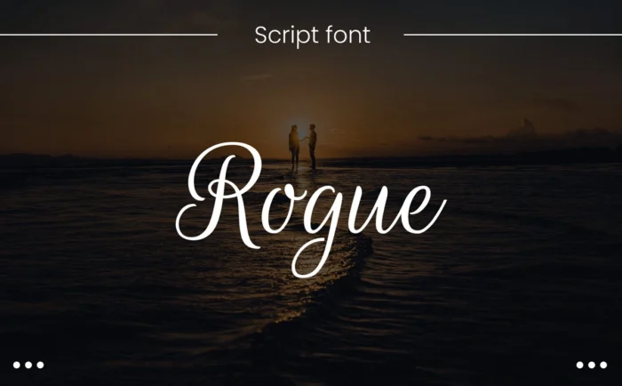 Rouge Script – elegant artistic script font with vintage flair, featuring flowing letterforms perfect for wedding invitations, logos, branding, and retro-inspired designs.