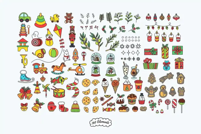 190+ Christmas illustrations pack - Image 7