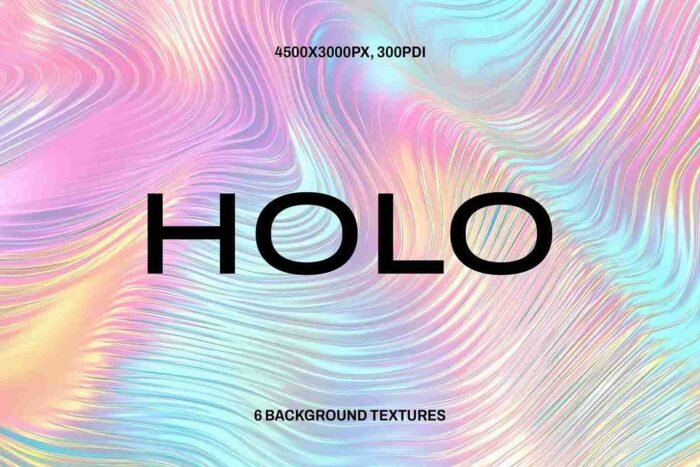 Ribbed holo wavy texture with iridescent shimmer for print, web, and UI design.