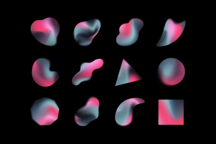 Free Soft Gradient Shapes – 12 abstract forms with dreamy color blends, perfect for modern, artistic design projects.