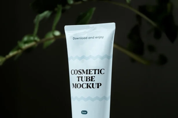 Realistic cosmetic tube mockup with editable design