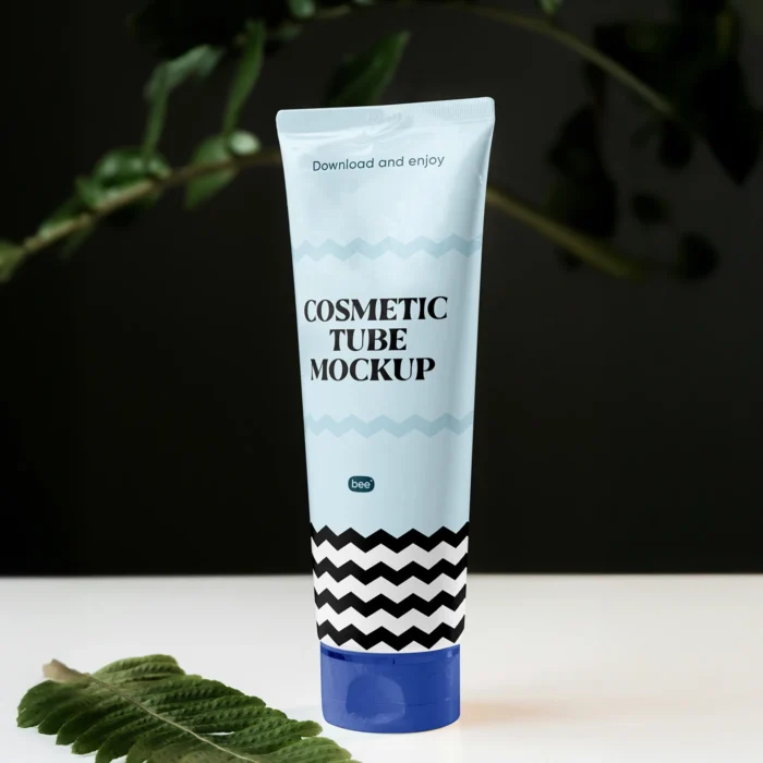 Realistic cosmetic tube mockup with editable design
