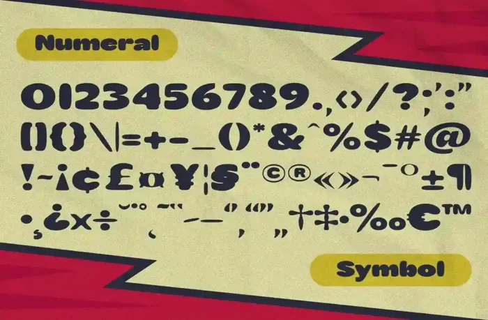 Bonaci Comic Typeface digits 0-9 in bold, playful comic style
