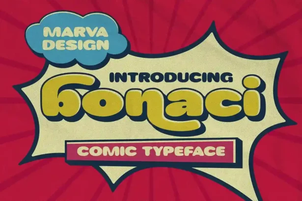 Bonaci Comic Typeface bold rounded comic-style letters for fun and retro designs