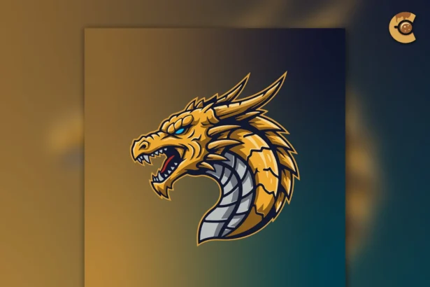 Fierce dragon esports logo template, vector in AI and EPS formats, editable and free for commercial use.