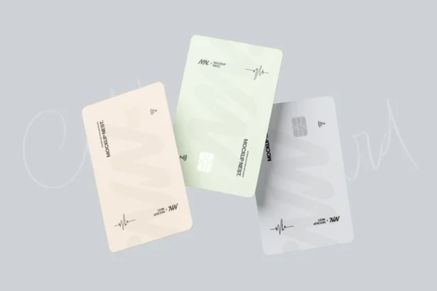 Floating credit card mockup PSD with smart object