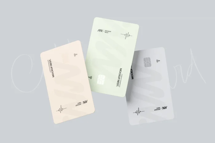 Floating credit card mockup PSD with smart object