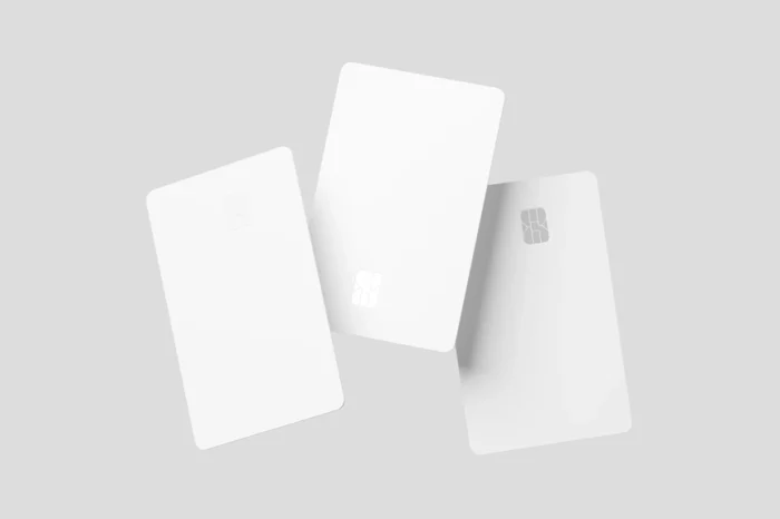 Realistic credit card mockup on white background