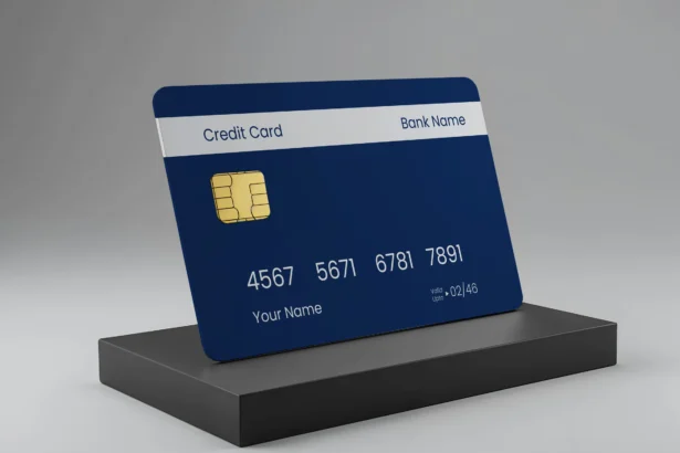 Realistic front view credit card mockup PSD with smart object and high-resolution layout