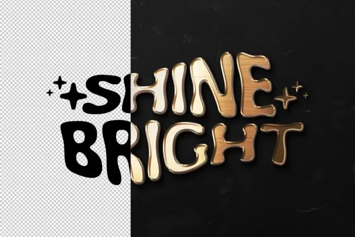 Editable golden chrome effect template