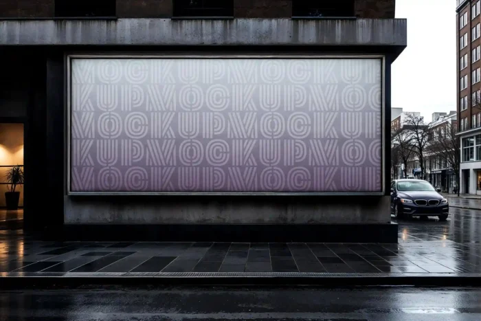 Realistic free billboard design mockup with cinematic lighting in Photoshop