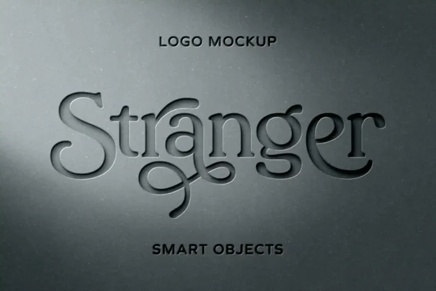 Free paper cut logo mockup with carved effect and editable background color in PSD format