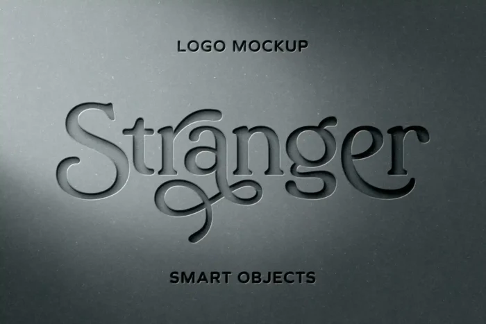 Free paper cut logo mockup with carved effect and editable background color in PSD format