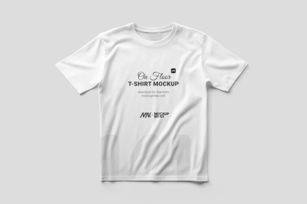 Free Realistic T-Shirt Mockup on Floor