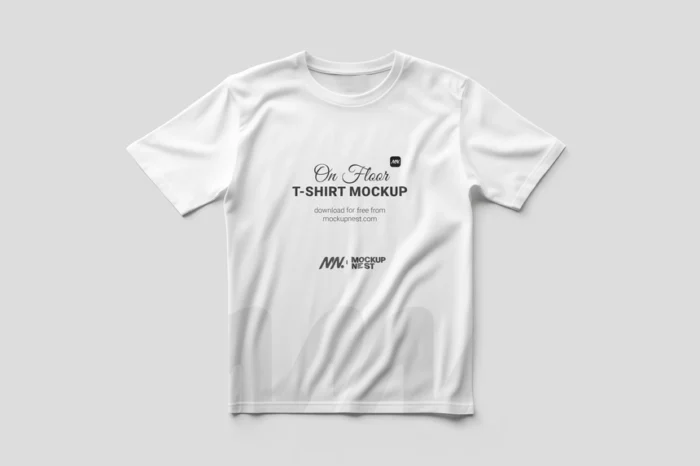 Free Realistic T-Shirt Mockup on Floor