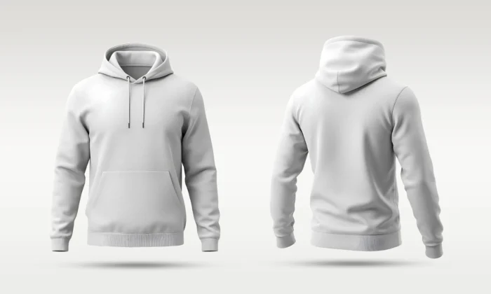 Free front and back hoodie mockup PSD in one high-res image with isolated background, perfect for showcasing apparel branding and design