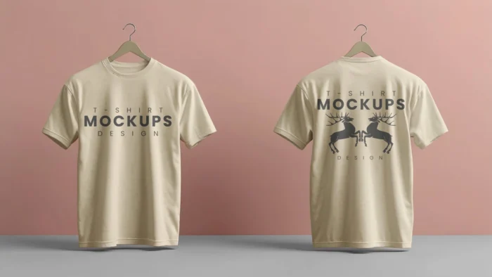 Free Hanging T-shirt PSD mockup for fashion and apparel design presentations