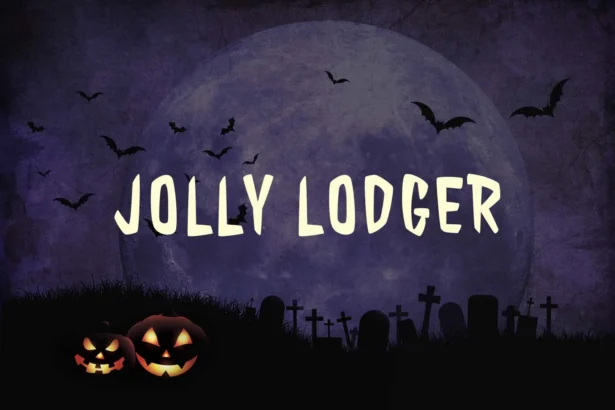 Jolly Lodger horror font with spooky, vintage display style for Halloween posters and creepy designs.