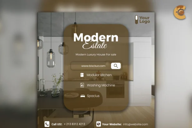 Modern real estate post template PSD for showcasing property features