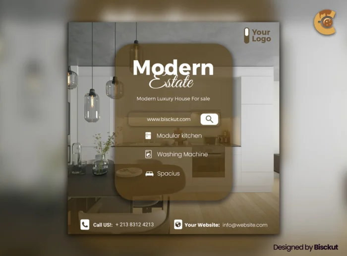 Modern real estate post template PSD for showcasing property features