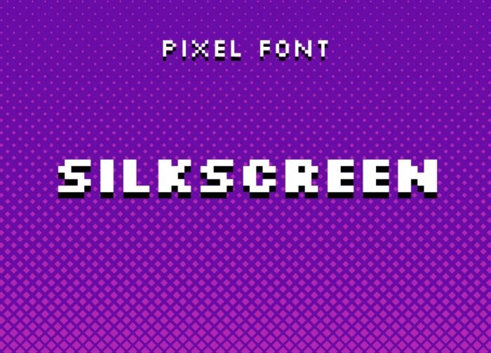 Silkscreen pixel font showing multilingual support in pixel style